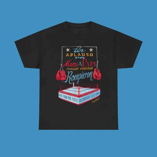 Black cotton hip-hop singer print pattern t-shirt with colorful boxing gloves graphic for casual loose oversized street casual wear