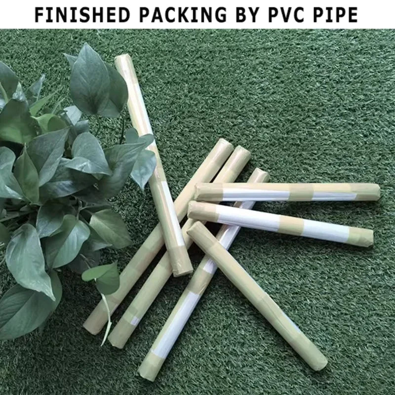 Light beige pvc pipes with white bands finished for packaging use paired with travis scott astroworld jackboys canvas poster