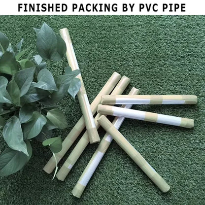 Light beige pvc pipes with white bands finished for packaging use paired with travis scott astroworld jackboys canvas poster
