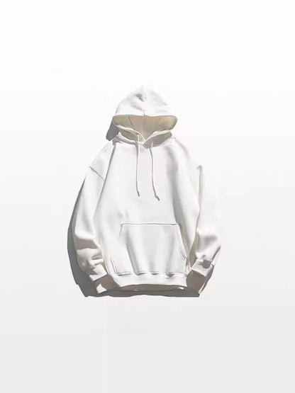 A soft white fitness hoodie men with cozy beige-lined hood and front pocket for autumn fashion casual male harajuku streetwear