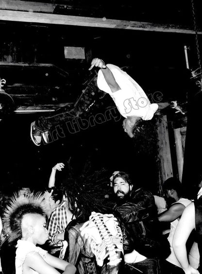 Black-and-white canvas painting poster showing a hip hop star mid-air flip on rapper playboi carti album cover poster