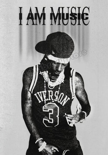 Black and white hip hop star rapper playboi carti album cover poster canvas painting for home decor