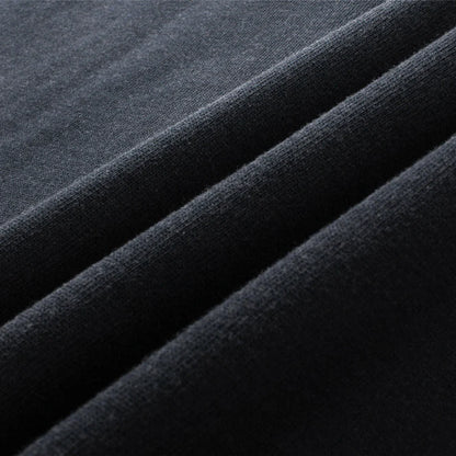 Dark gray knit fabric with soft texture and subtle ribbed pattern in hip hop streetwear oversized cotton t shirt