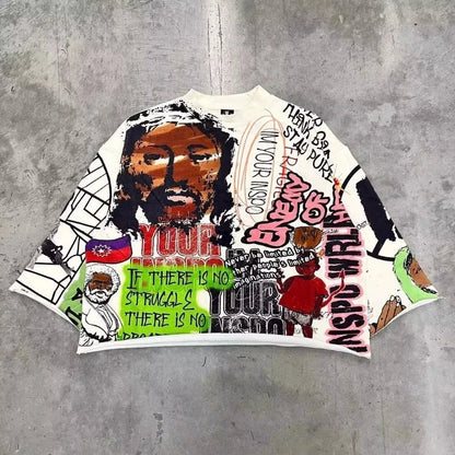 White cropped sweatshirt with bold graffiti style fashion letter print in black red green pink and orange for america harajuku fashion polo shirts y2k