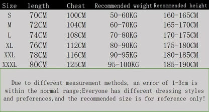 Size chart for hip-hop style versatile bear-patterned sportswear t-shirt in breathable cotton casual wear with cm measurements