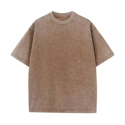 Beige oversized cotton t-shirt with relaxed fit and faded texture for harajuku multicolors oversized unisex summer retro look