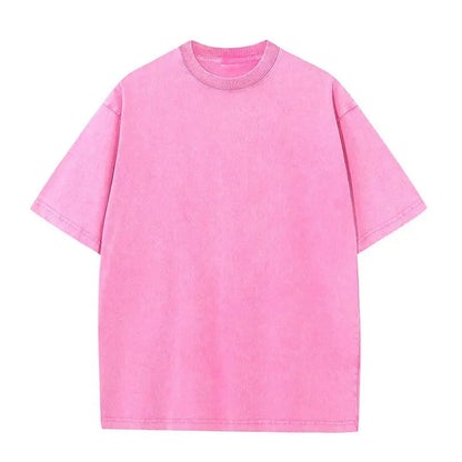 A soft pink harajuku multicolors oversized crewneck t shirt men fashion cotton unisex summer retro tee top