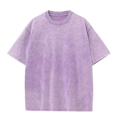 A soft lavender cotton harajuku multicolors oversized t shirt with a relaxed fit perfect for unisex summer retro wear