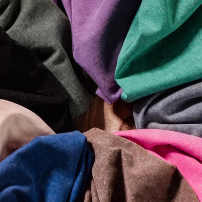 A collection of soft cotton fabric swatches in muted multicolors for harajuku multicolors oversized unisex summer retro tee
