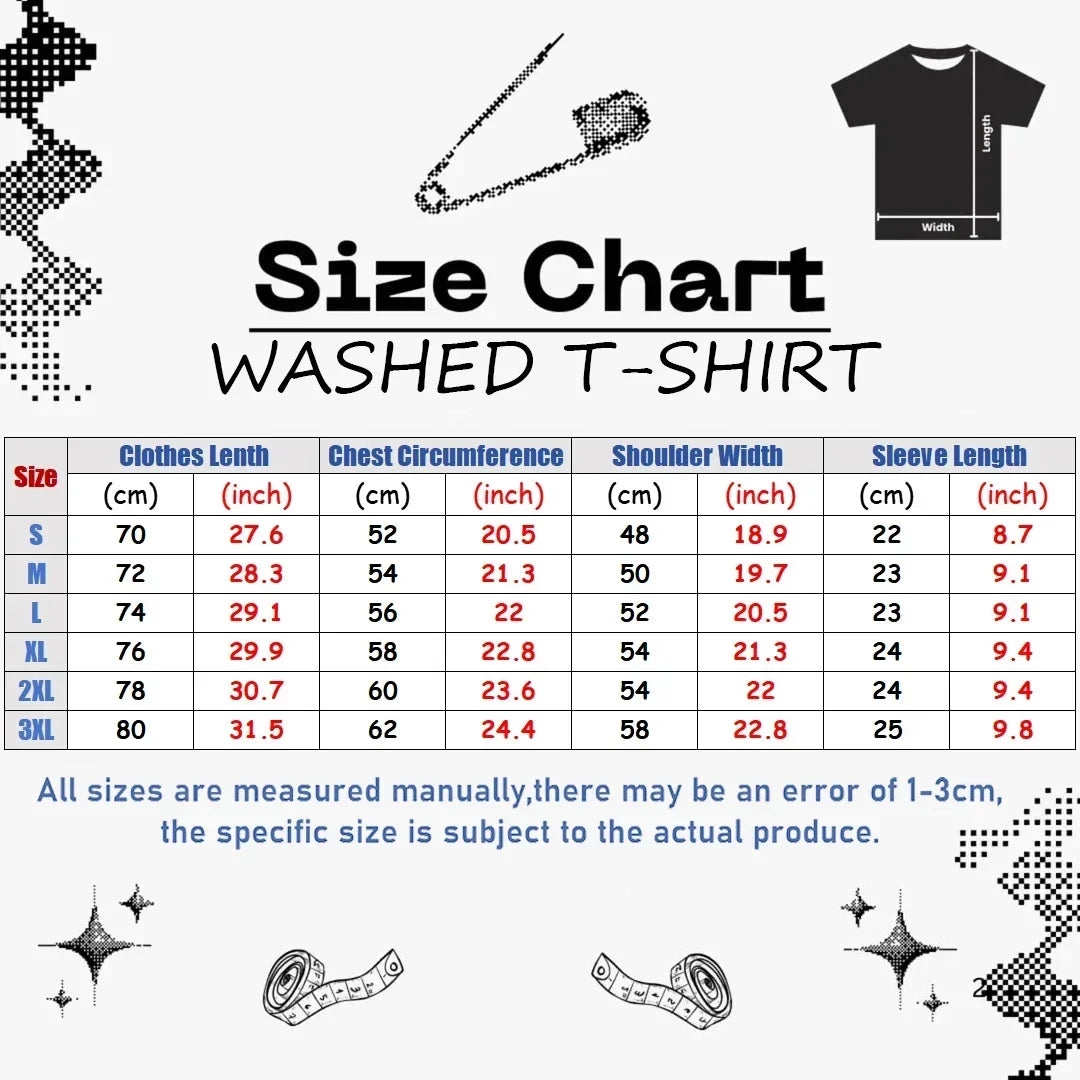 Washed black hip hop vintage t shirt size chart showing length chest shoulder and sleeve for aaliyahs baby girl shirts harajuku streetwear