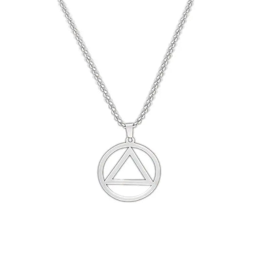 Silver-toned iron triangle necklace with titanium steel circular pendant for female hipsters eminem style accessories