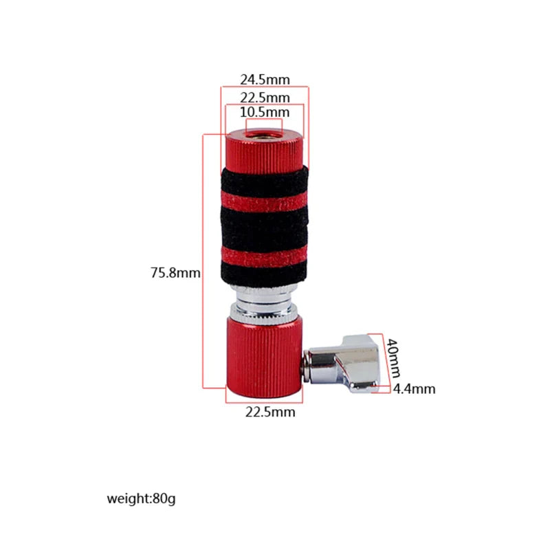 Red and black striped metal hit hat clutch with chrome fittings for jazz drum clutch aluminum alloy stands