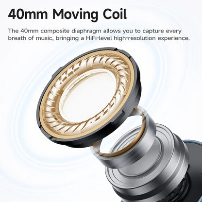 40mm moving coil driver with gold-toned composite diaphragm in silver hoco w35 max sport earphone support card mode housing