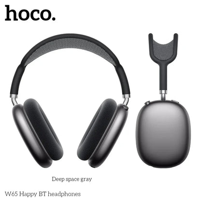 Deep space gray hoco w65 bluetooth 5.4 big earphones hifi with matte earcups and matching charging case for sport gaming headsets