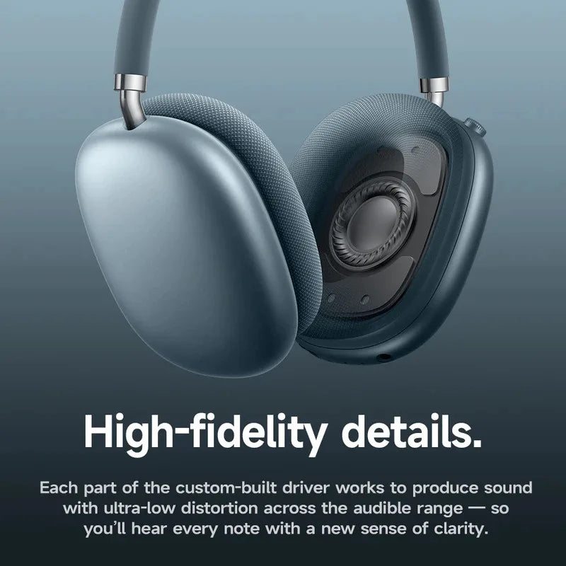 Silver apple airpods max over ear big earphones hifi with matte finish and soft fabric cushions for sport gaming headsets