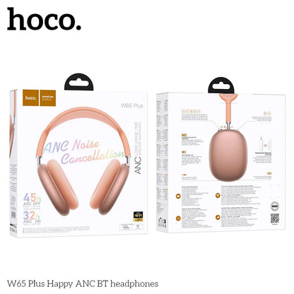 Rose gold hoco w65 plus wireless big earphone with noise reduction bluetooth and soft earcups in sleek minimalist design