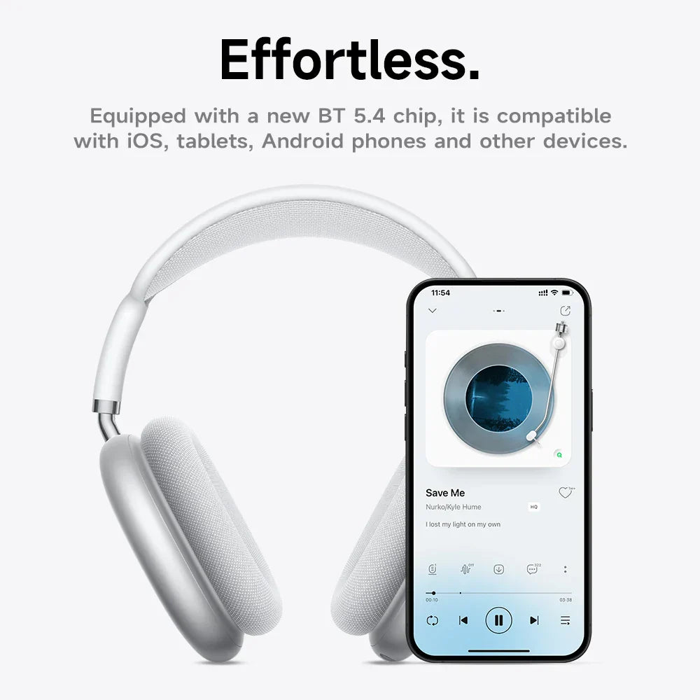 White hoco w65 plus wireless big earphone with noise reduction bluetooth and soft fabric earcups for hifi sound