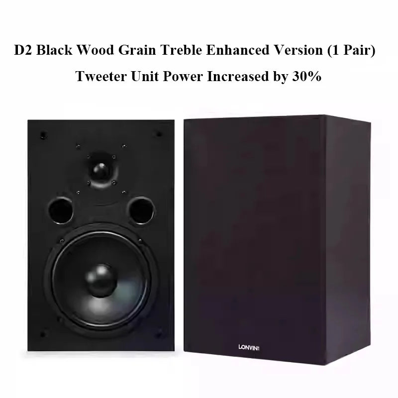 Black wood grain bookshelf speakers with silk dome tweeter and passive speakers 100wx2 output for audiophile use