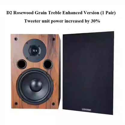 Pair of d2 rosewood grain passive speakers 100wx2 with silk dome tweeter and black driver components bookshelf speakers