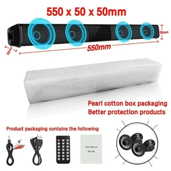 Black home theater sound soundbar box subwoofer with four circular speakers for radio music center and TV use