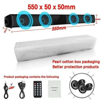Black home theater sound soundbar box subwoofer with four circular speakers for radio music center and TV use