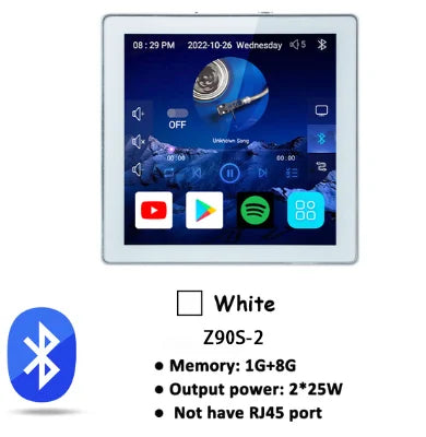 White z90s-2 home theater stereo sound wall amplifier with touch screen display supporting voice control remote and android 10.0