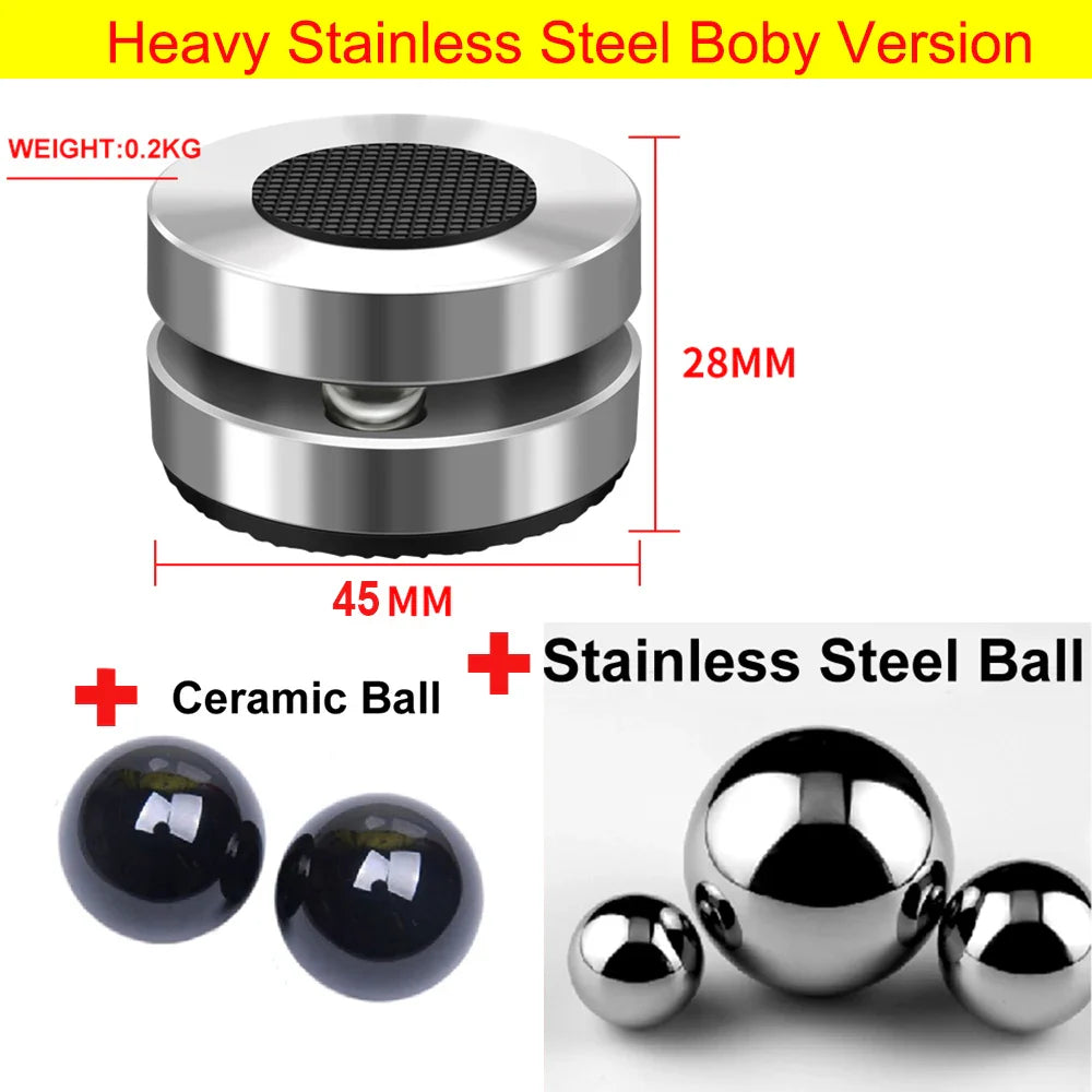 Heavy stainless steel hifi xssh audio isolation foot with 28mm diameter black rubberized base for amplifier stand aluminium audiophile shock damping