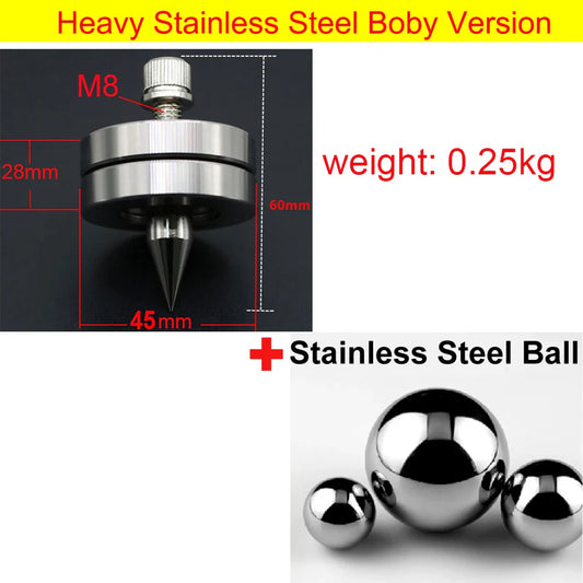 Heavy stainless steel hifi xssh audio amplifier stand aluminium isolation foot with sharp tip and matching steel balls