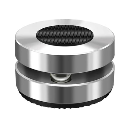 Silver metallic hifi xssh audio amplifier stand aluminium with black grille and audiophile shock damping rubberized base