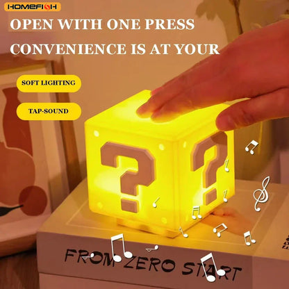 Homefish led question mark night light glowing yellow lamp usb rechargeable gift with music anime peripheral features