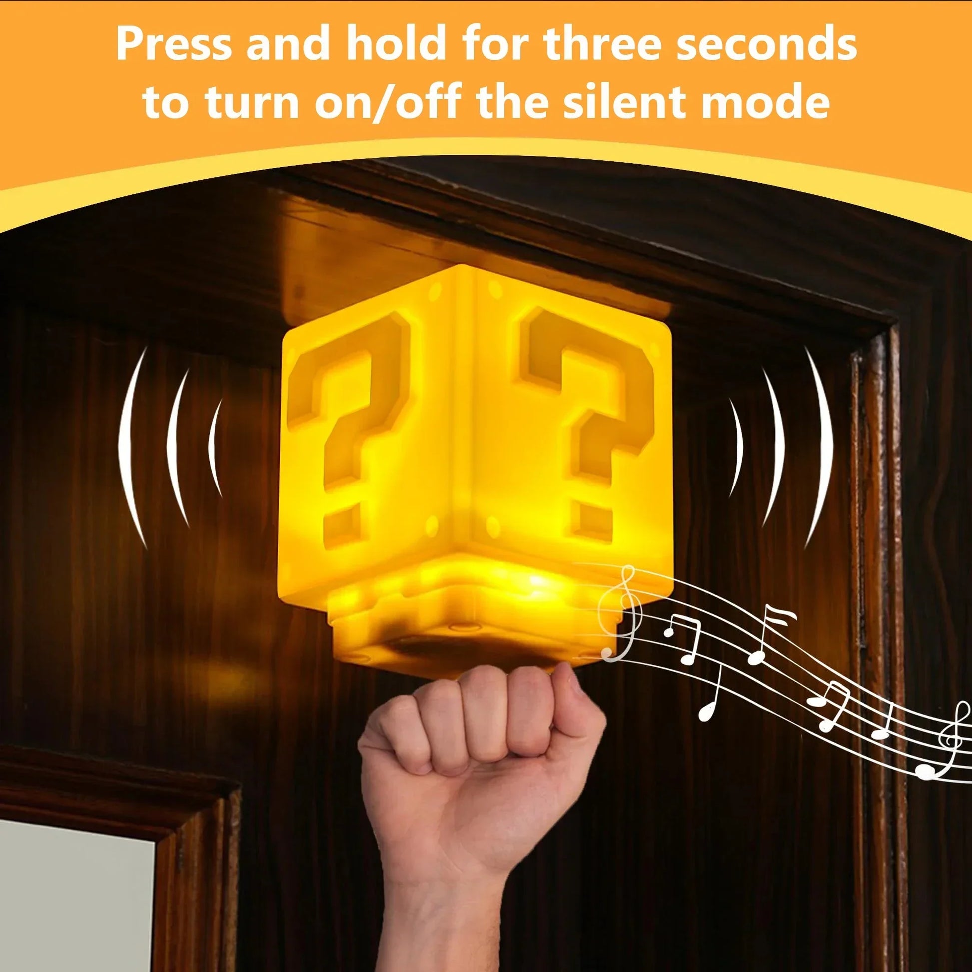 Homefish led yellow glowing cube lamp usb rechargeable with question mark cutouts music anime peripheral gift