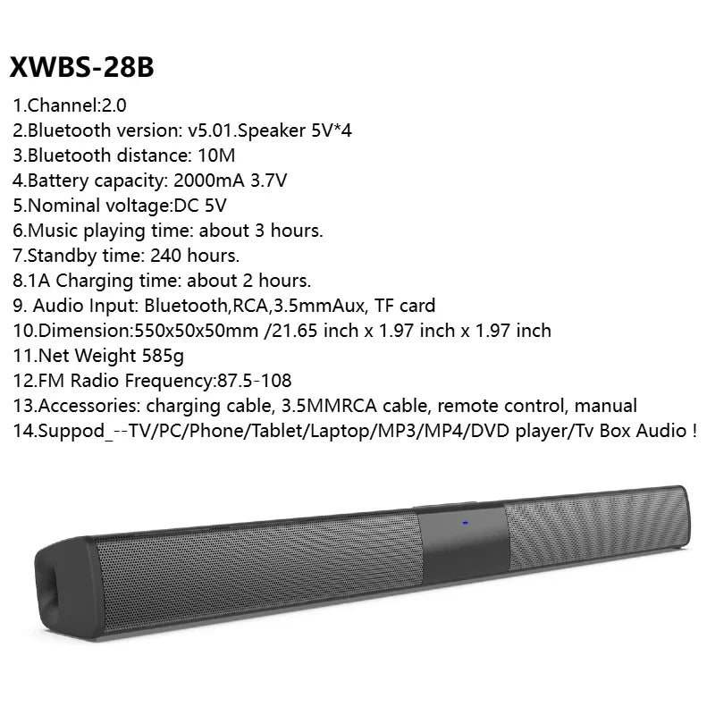 Black textured homefish wireless bluetooth sound bar with central control panel and blue indicator light for theater tv projector use