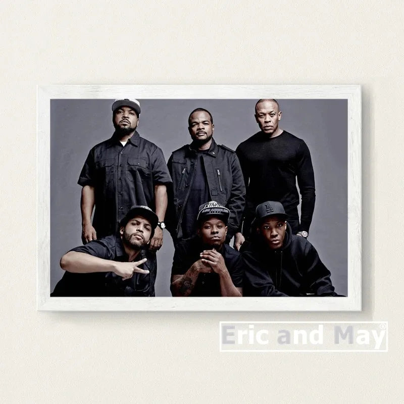 Black-and-white canvas painting poster of n.w.a hip hop group for prints music wall art picture decorative home decor