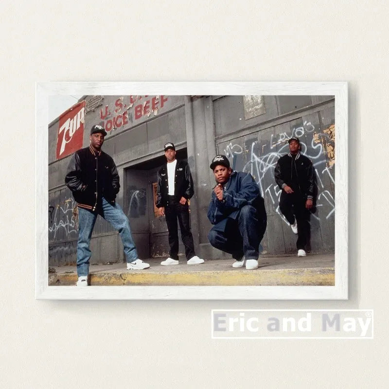 White-framed canvas painting poster of the notorious b.i.g hip-hop group for decorative music wall art picture home decor