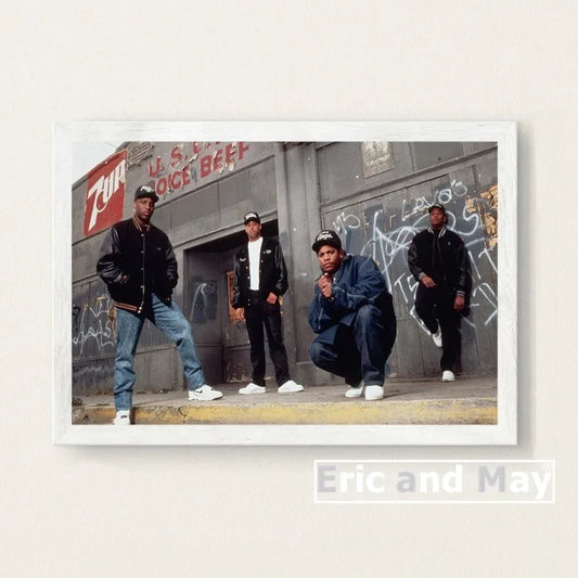 White-framed canvas painting poster of the notorious b.i.g hip-hop group for decorative music wall art picture home decor