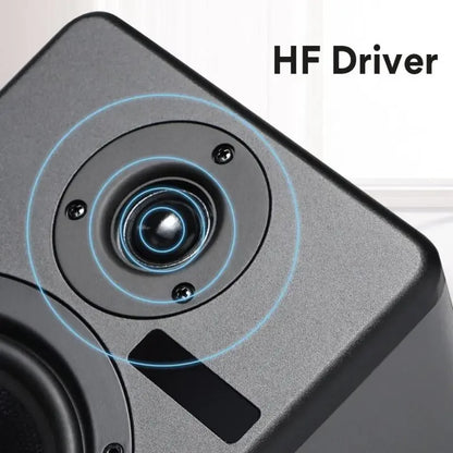 Black matte factory c5 professional active speaker studio monitor with high-frequency driver and concentric circular highlights