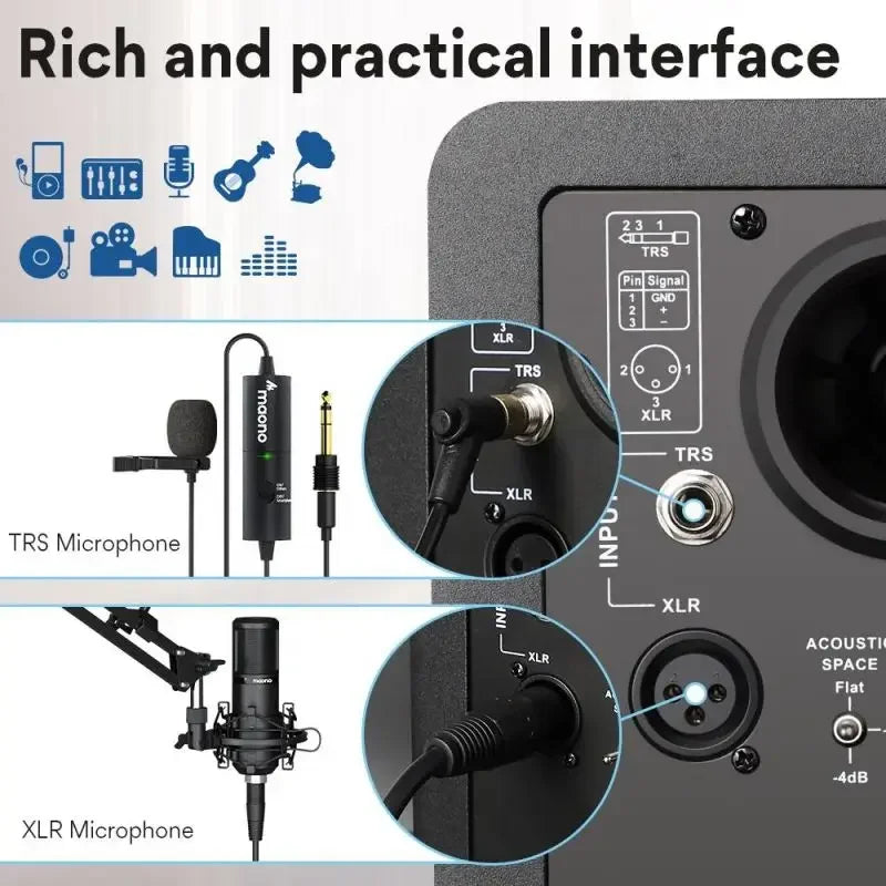 Black micromo trs lavalier microphone with foam windscreen and clip for factory c5 professional dj recording use