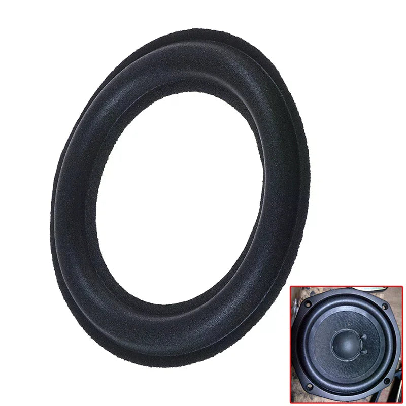 Black oval-shaped repair surround foam made of foam material for universal audio speaker stereo woofer repair
