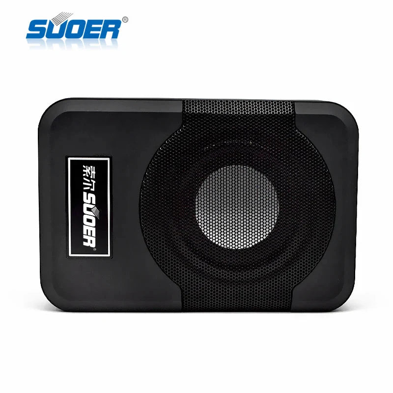 Black 8 inch flat subwoofer with mesh grille and rectangular design for car audio refit and subwoofer spl power use