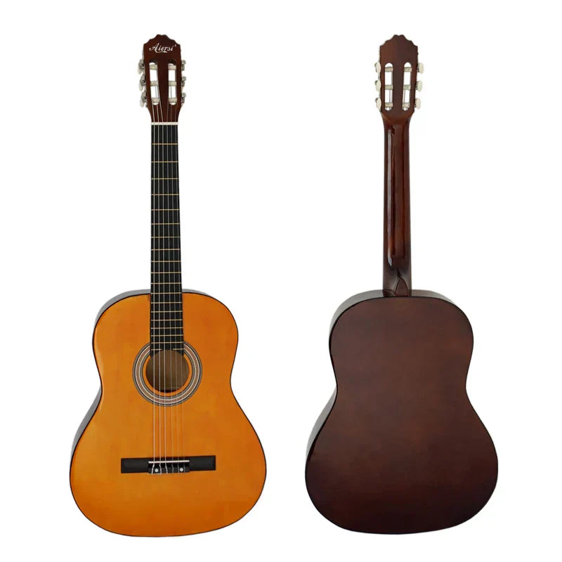 A classic acoustic sale aiersi handmade classical guitar custom with maple neck basswood body and warm natural wood finish