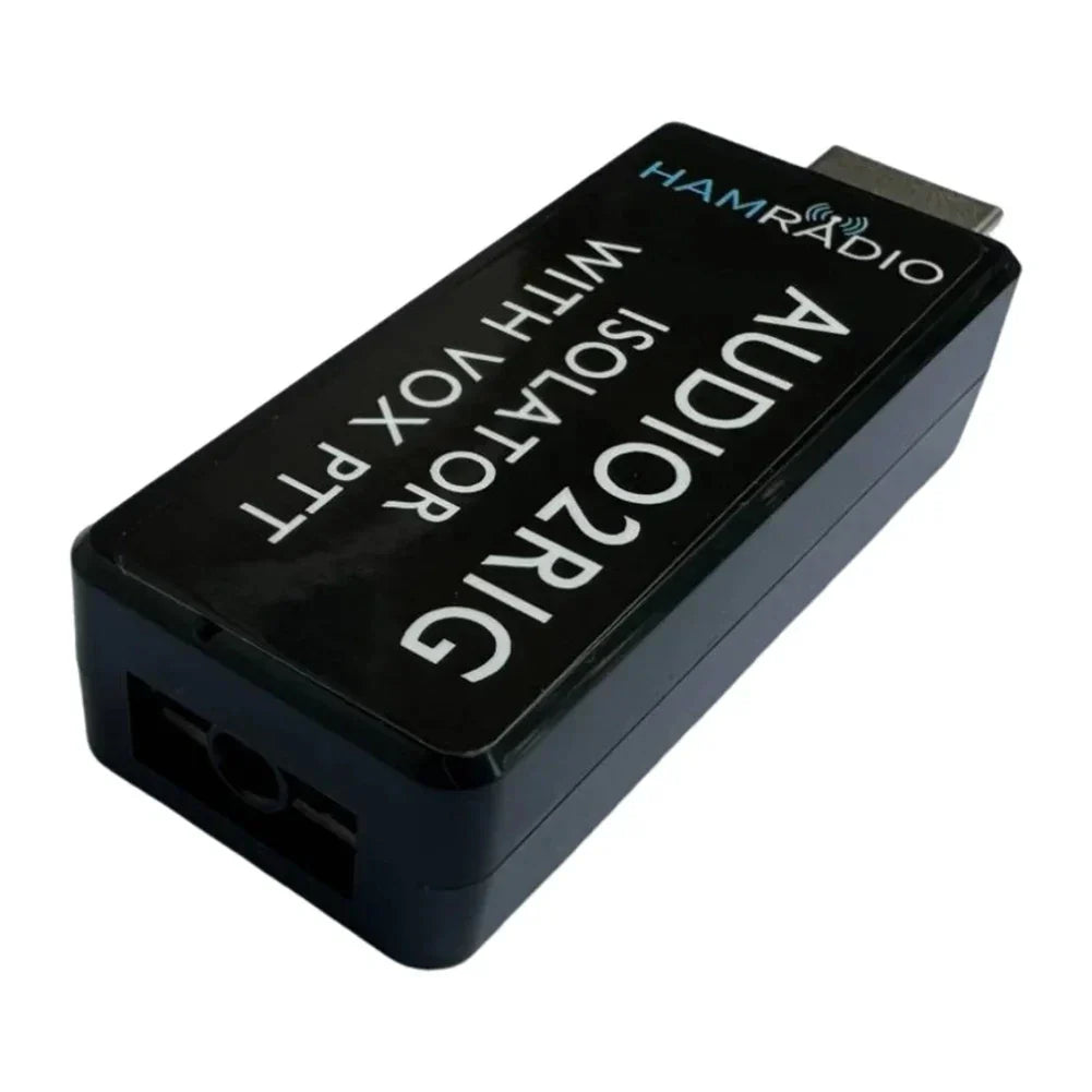 Black rectangular audio isolator with built-in audio codec and metallic connector for hot sale radio digital modes interface