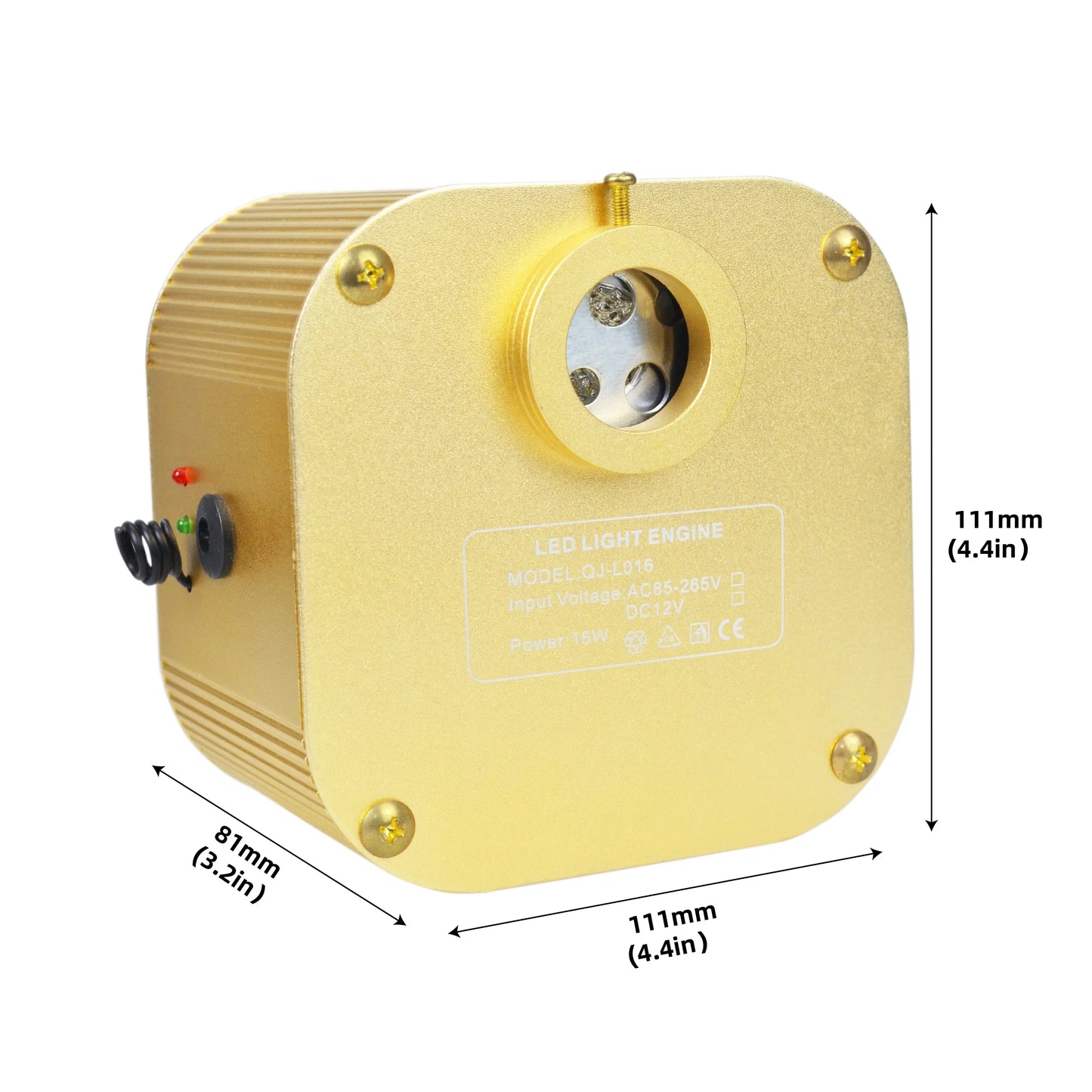 Golden music control 16w aluminum fiber optic light engine with circular lens and control buttons for ceiling decoration