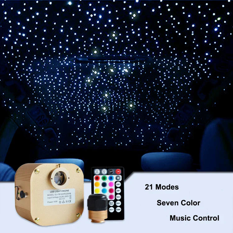 Gold-colored led light engine with golden music control remote for twinkle led rgbw fiber optic light ceiling decoration