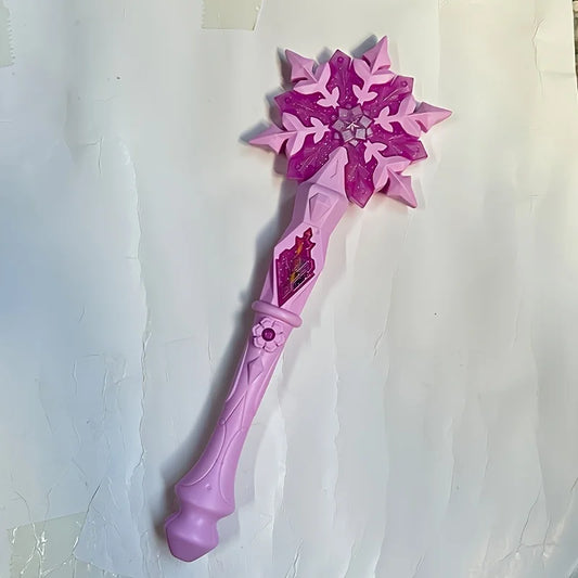 Pink and magenta plastic dream snow wand with glittery snowflake top for anime ice princess elsa light music gift