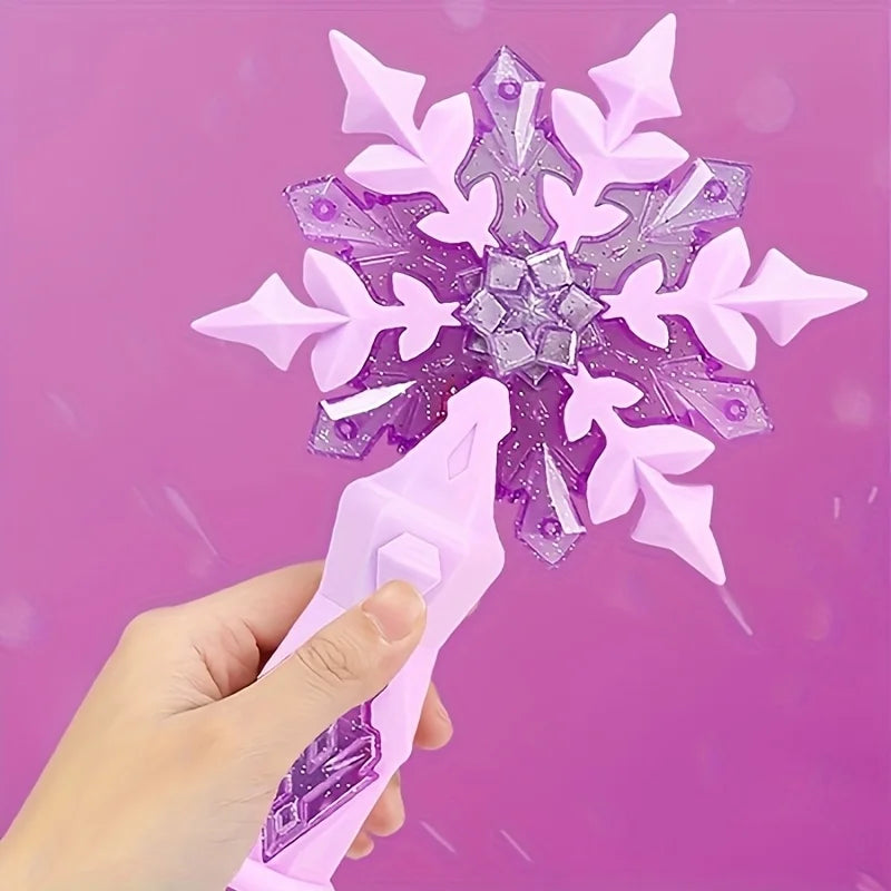 Pink and translucent purple anime ice princess dream snow wand with glittery details and elsa light music feature