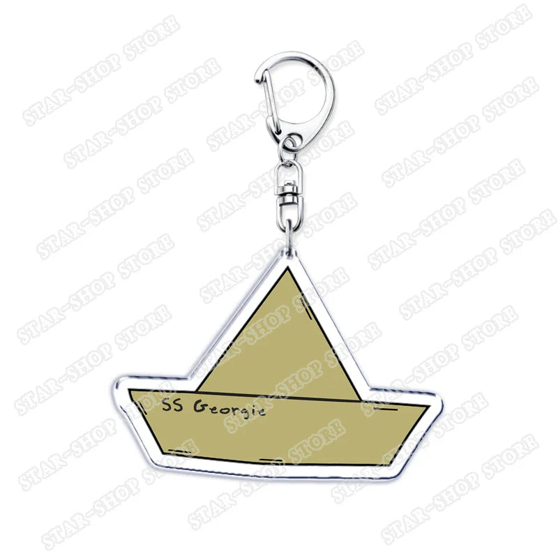 A beige paper boat elements keychain accessory with silver metal clasp ideal for byers eleven mike jewelry fans gifts