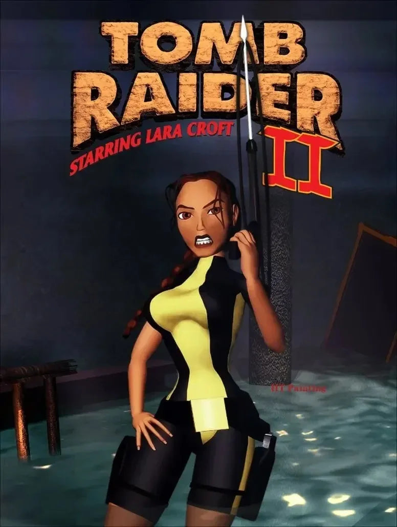 Hot video game tomb raider poster featuring lara croft in yellow and black tactical outfit on hd printed canvas