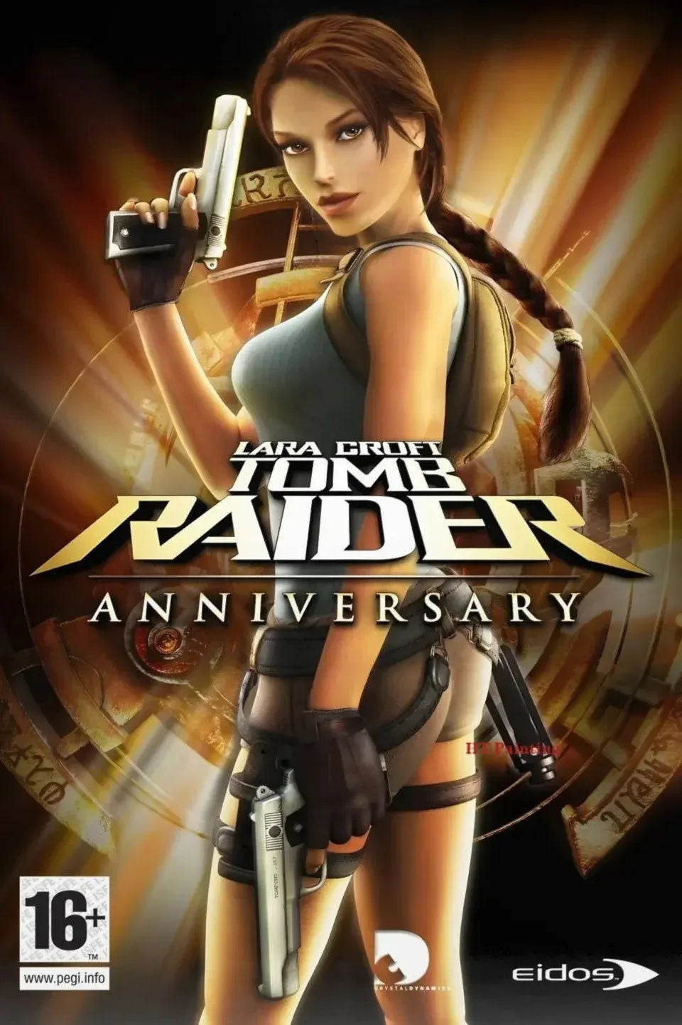 Hot vedio game tomb raider canvas wall art featuring lara croft in teal tank top with dual pistols for gamer decor