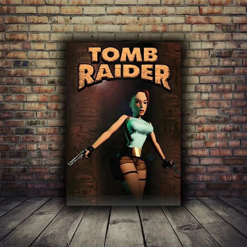 Hot vedio game tomb raider poster hd printed canvas painting featuring stylized character in teal top and brown shorts