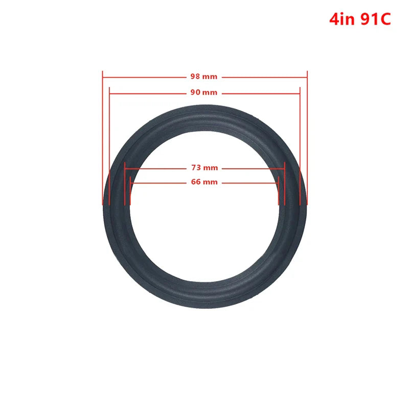 Black rubber 4 inch diameter inch suspension surround woofer speaker replacement surround folding ring by HUA HUA